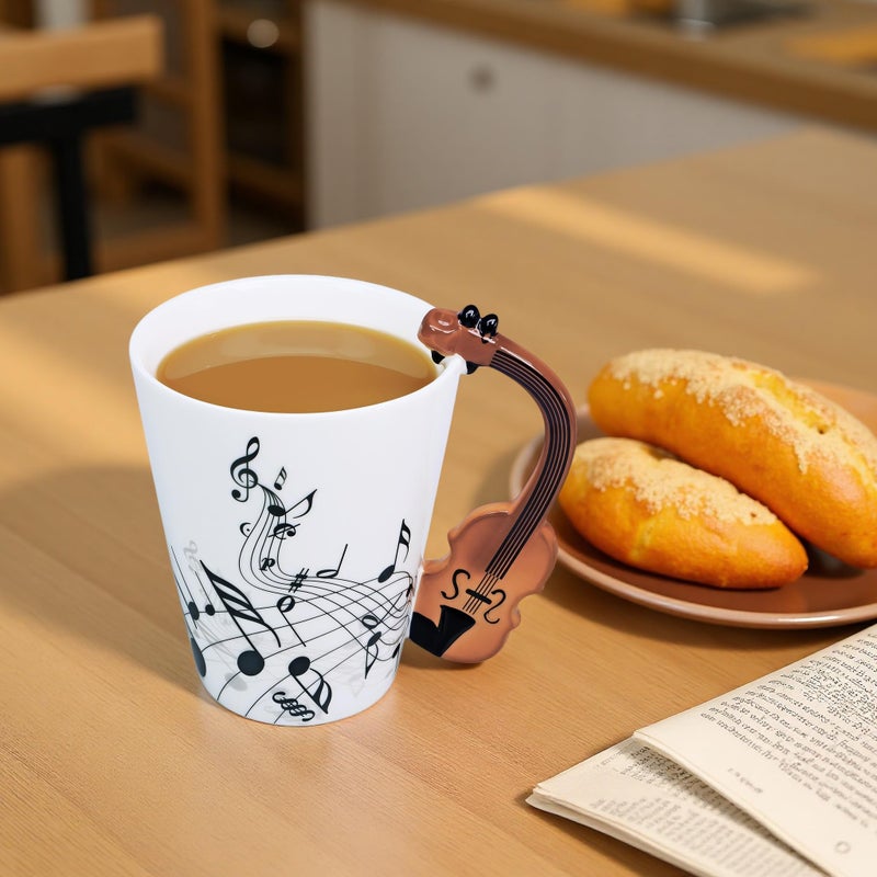 LanHong Violin Coffee Mug Gifts for Musician - 13.5 oz Violin Coffee Cup Violin Stuff Gifts for Music Lovers - Birthday Christmas Music Gift for Men Women - Image 4
